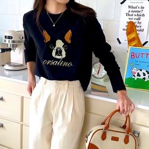 K-pop French bulldog  long sleeves T shirt top